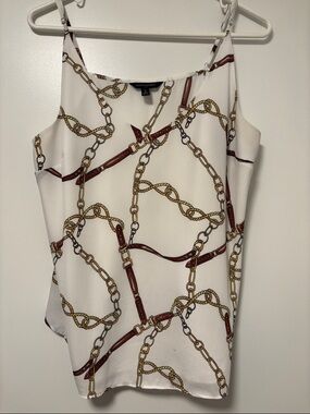 Banana Republic off- White Chain & Brown Leather-Print Spaghetti Strap Cami